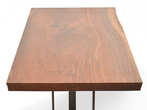 Rotsen-Furniture-Miami-Interior-Design-Single Slab Walnut Dining Table - Metal Base Rotsen Furniture 05