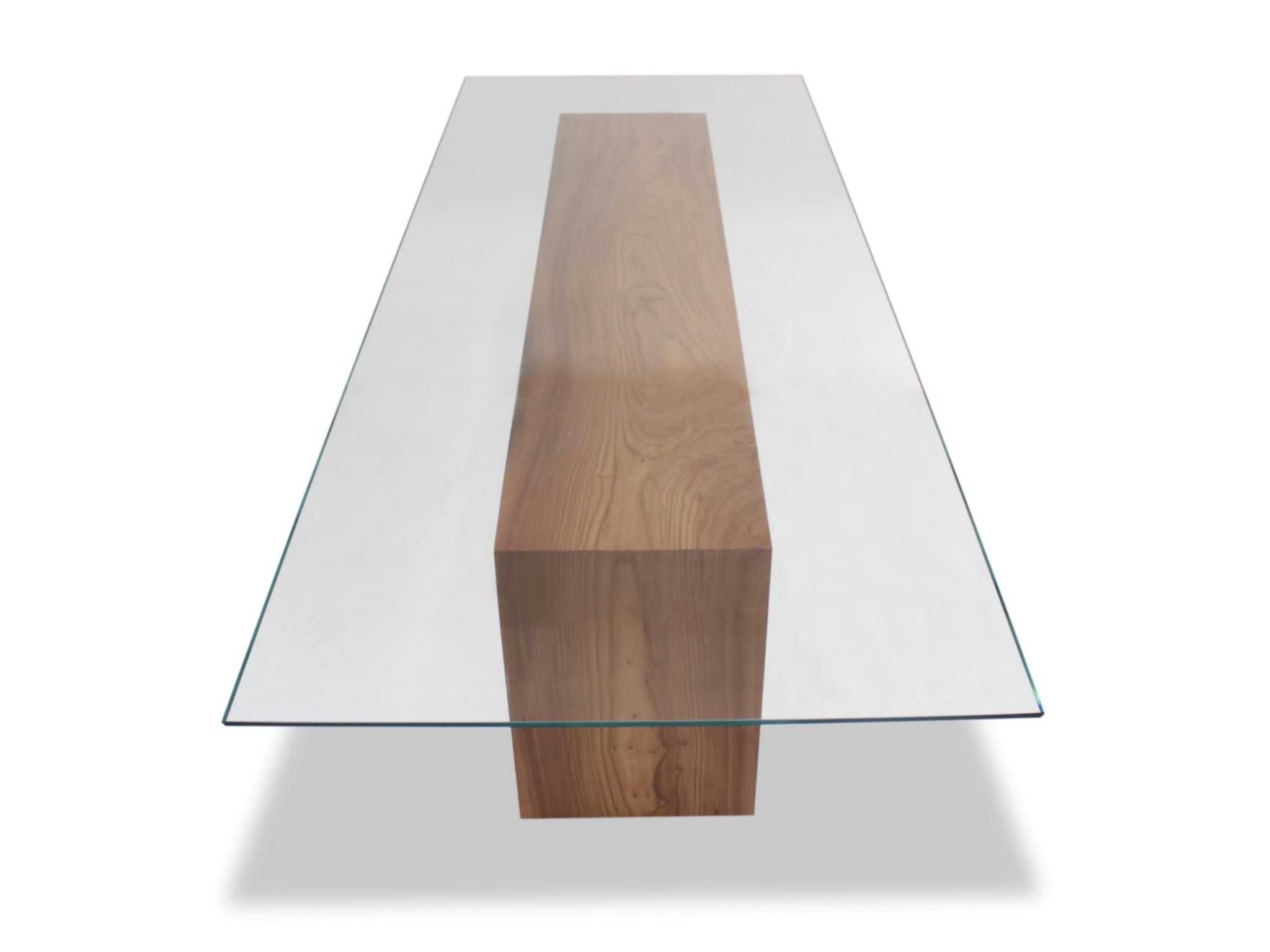 Rotsen Glass Top & Solid Elm Wood Dining Table 01