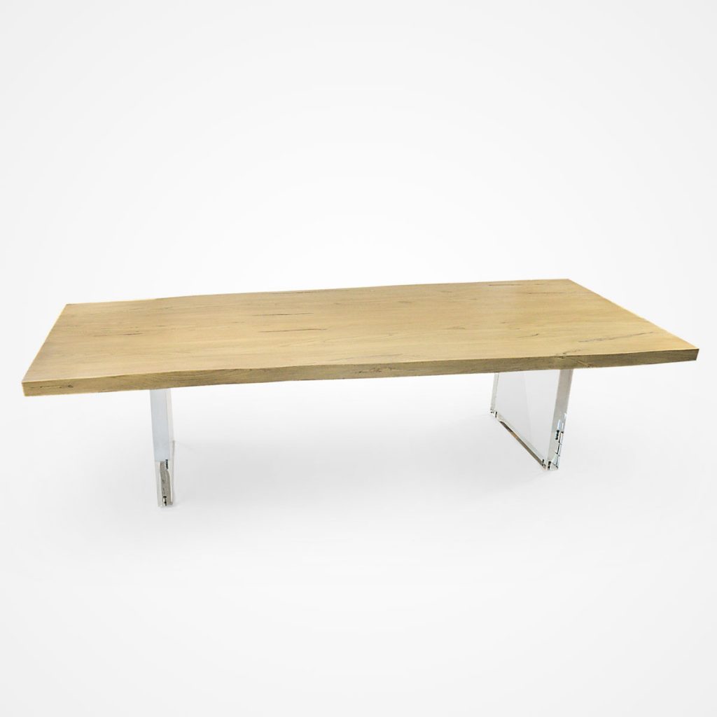 Bookmatched Ash Wood Dining Table & Acrylic Legs Rotsen Furniture