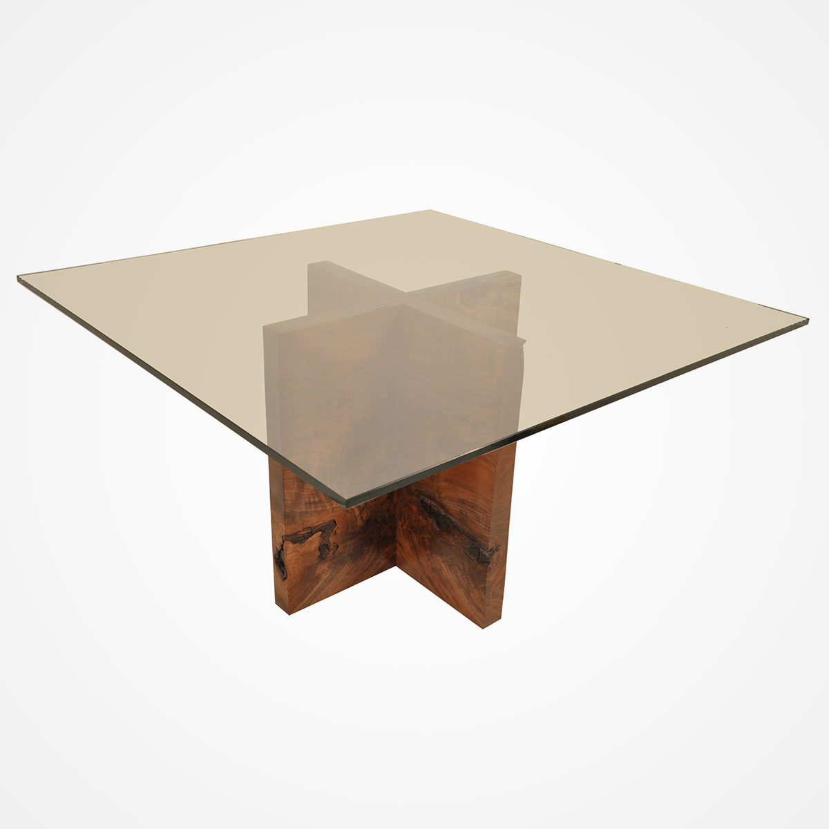 Claro Walnut Dining Table Base Square Glass Top Rotsen Furniture