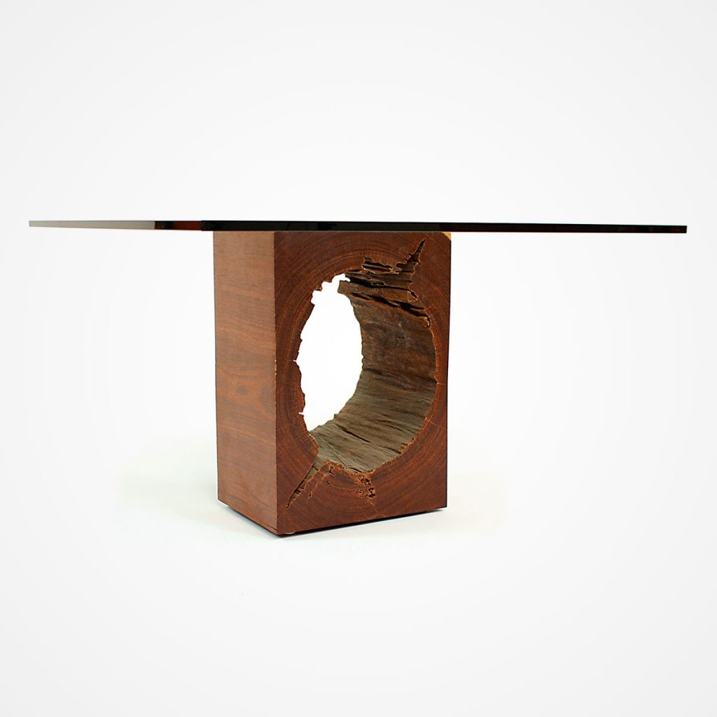 Cumaru Wood Dining Table Base Glass Top Rotsen Furniture