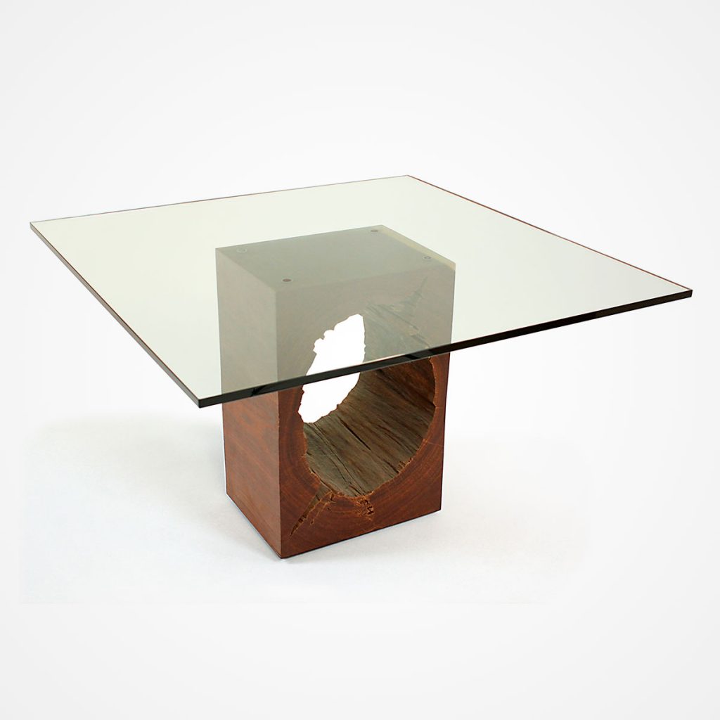 Cumaru Wood Dining Table Base Glass Top Rotsen Furniture
