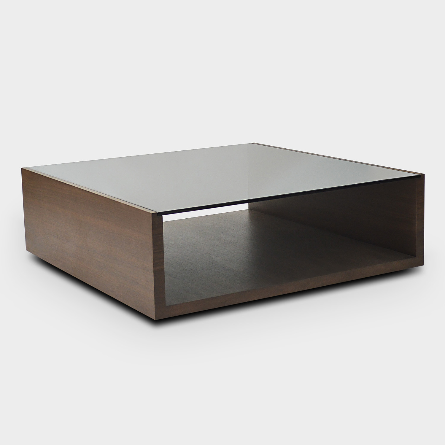 Modern Coffee Table With Walnut Veneer And Smoke Glass Top Rotsen Furniture
