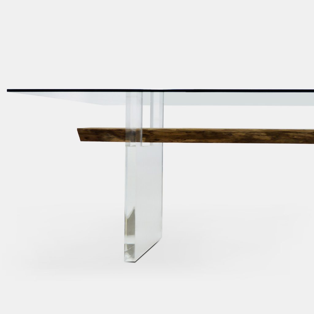 Oitis Acrylic Dining Table Glass Top and Bugre Wood Rotsen Furniture
