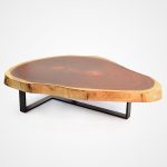 Free Form Wood Coffee Table - Blackened Metal Base | Rotsen Furniture
