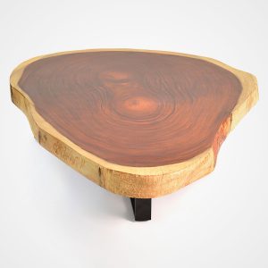 Free Form Wood Coffee Table - Blackened Metal Base | Rotsen Furniture