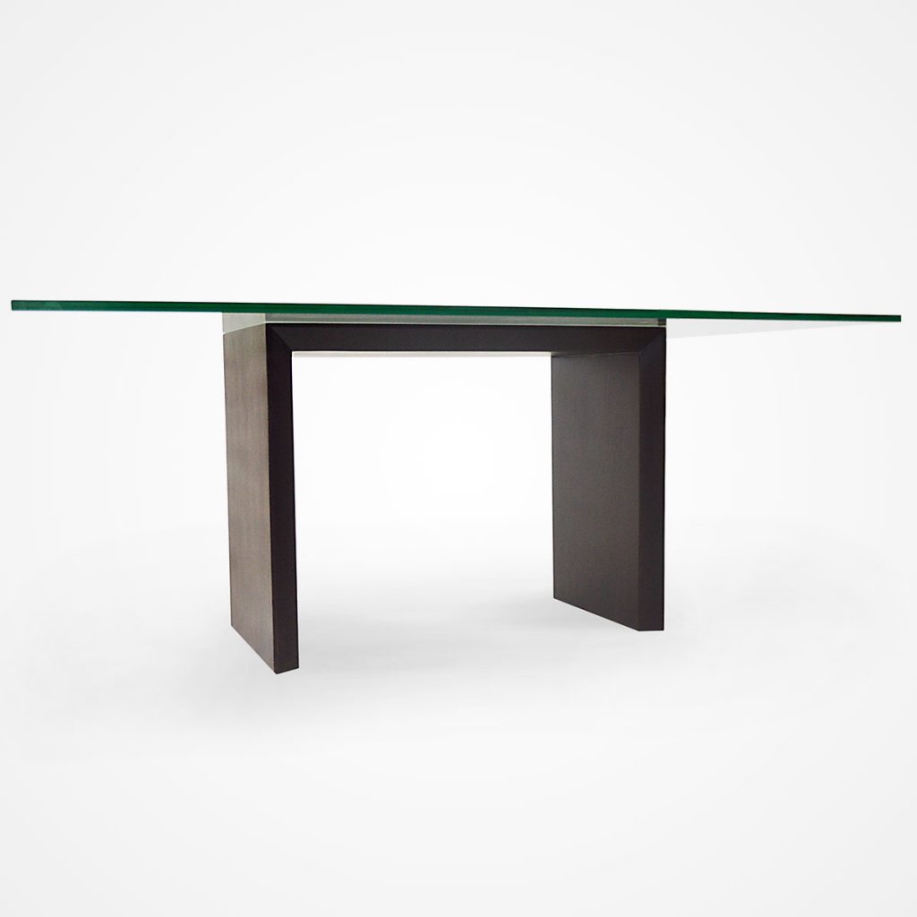 Glass Top & Solid Wood Dining Table Dark Walnut Finish Rotsen Furniture