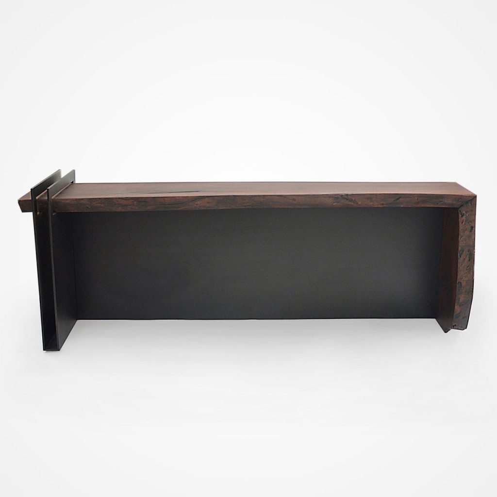 L Console – Canela Wood & Metal Leg modesty panel in black powder ...
